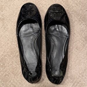 Tory Burch Black Patent Logo Ballet Flats